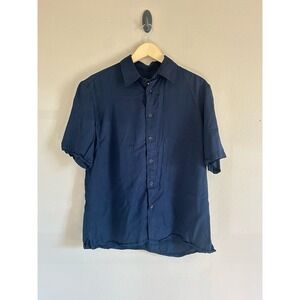 Rag & Bone Button Down Modal  Shirt, Women's Size Medium Navy